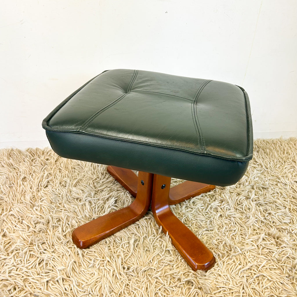 FOREST GREEN VINYL FOOTSTOOL - HEY JUDE WORKSHOP • Vintage furniture & objects Melbourne