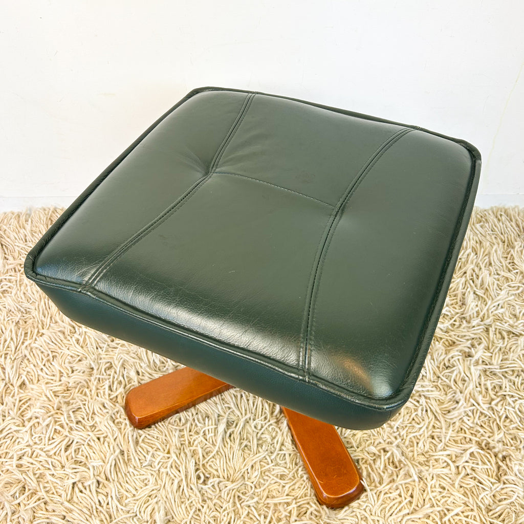 FOREST GREEN VINYL FOOTSTOOL - HEY JUDE WORKSHOP • Vintage furniture & objects Melbourne