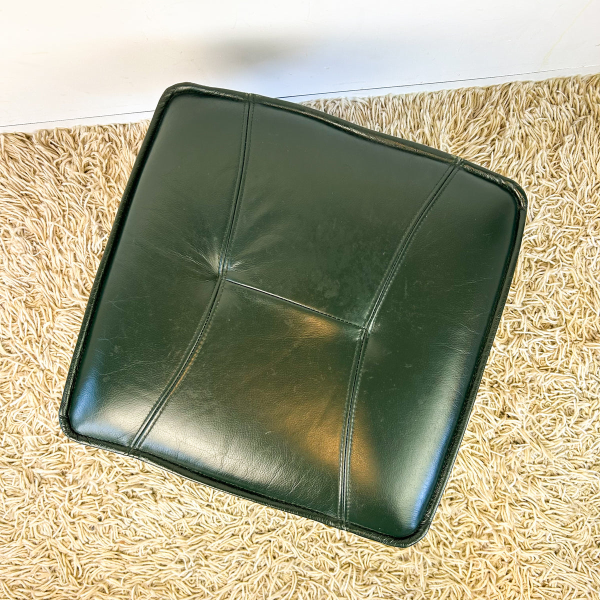 FOREST GREEN VINYL FOOTSTOOL - HEY JUDE WORKSHOP • Vintage furniture & objects Melbourne