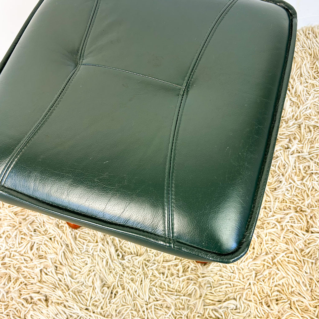 FOREST GREEN VINYL FOOTSTOOL - HEY JUDE WORKSHOP • Vintage furniture & objects Melbourne