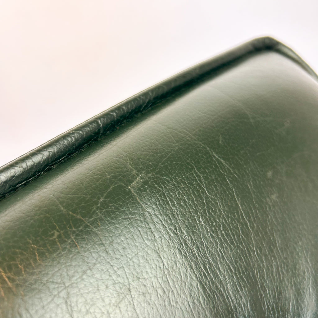 FOREST GREEN VINYL FOOTSTOOL - HEY JUDE WORKSHOP • Vintage furniture & objects Melbourne