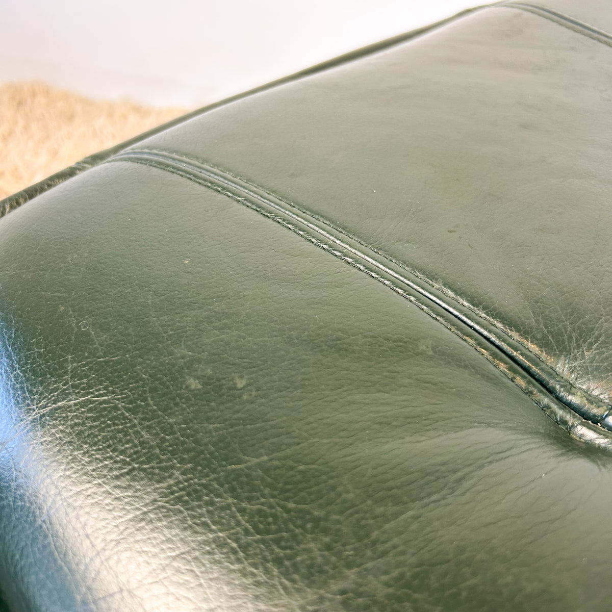 FOREST GREEN VINYL FOOTSTOOL - HEY JUDE WORKSHOP • Vintage furniture & objects Melbourne
