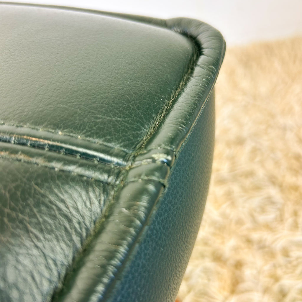 FOREST GREEN VINYL FOOTSTOOL - HEY JUDE WORKSHOP • Vintage furniture & objects Melbourne