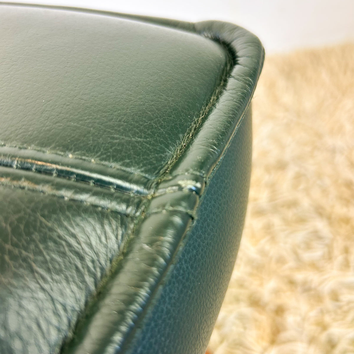 FOREST GREEN VINYL FOOTSTOOL - HEY JUDE WORKSHOP • Vintage furniture & objects Melbourne