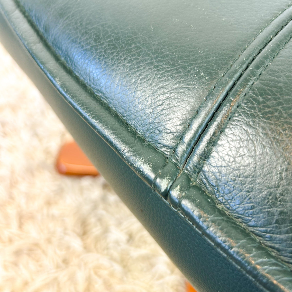 FOREST GREEN VINYL FOOTSTOOL - HEY JUDE WORKSHOP • Vintage furniture & objects Melbourne