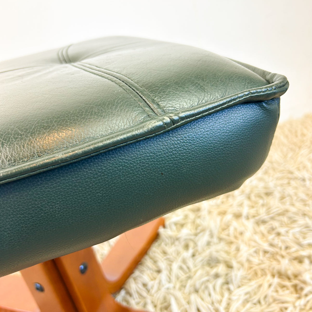 FOREST GREEN VINYL FOOTSTOOL - HEY JUDE WORKSHOP • Vintage furniture & objects Melbourne