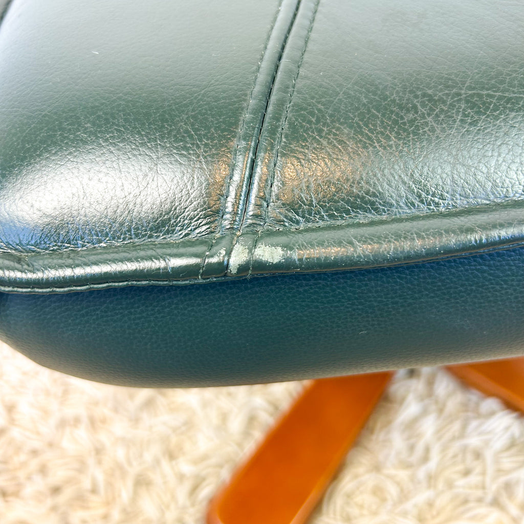 FOREST GREEN VINYL FOOTSTOOL - HEY JUDE WORKSHOP • Vintage furniture & objects Melbourne