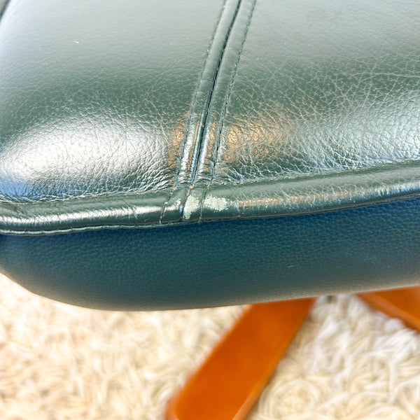 FOREST GREEN VINYL FOOTSTOOL