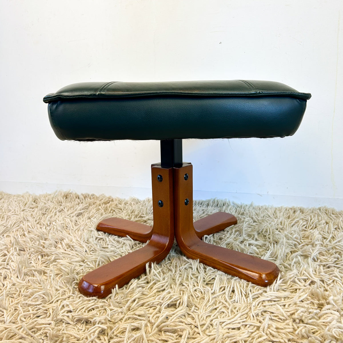 FOREST GREEN VINYL FOOTSTOOL - HEY JUDE WORKSHOP • Vintage furniture & objects Melbourne