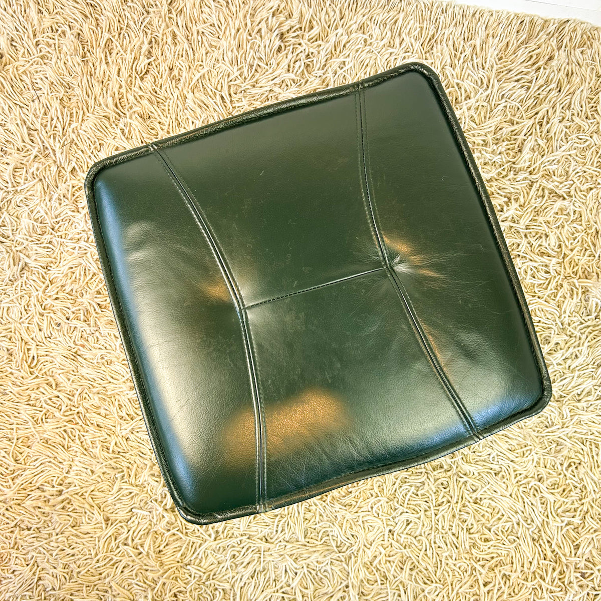 FOREST GREEN VINYL FOOTSTOOL - HEY JUDE WORKSHOP • Vintage furniture & objects Melbourne