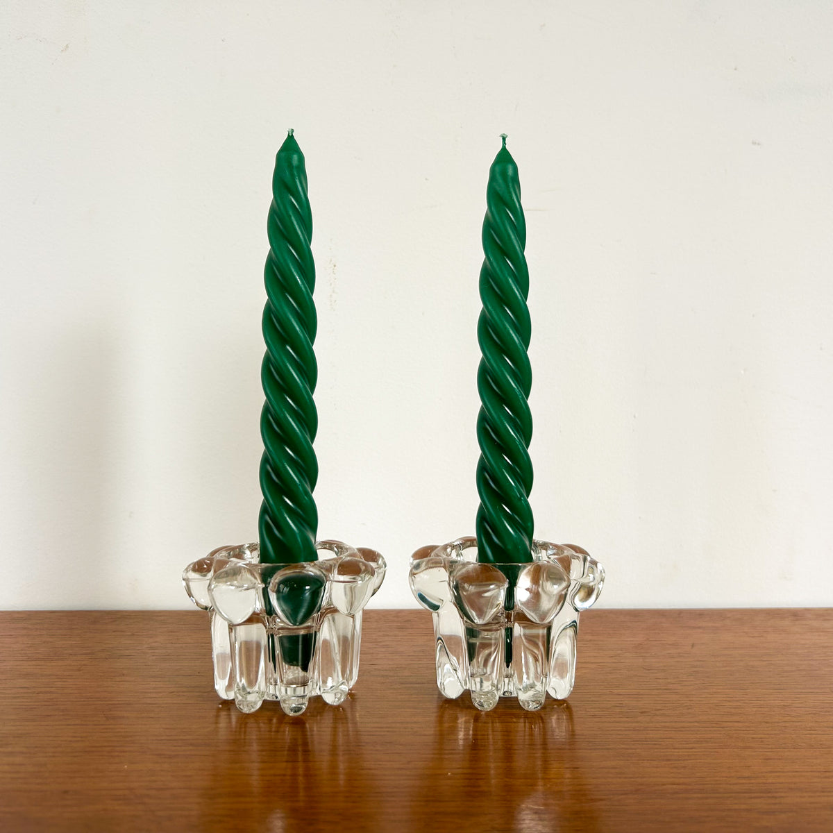 FRENCH GLASS CANDLE HOLDERS