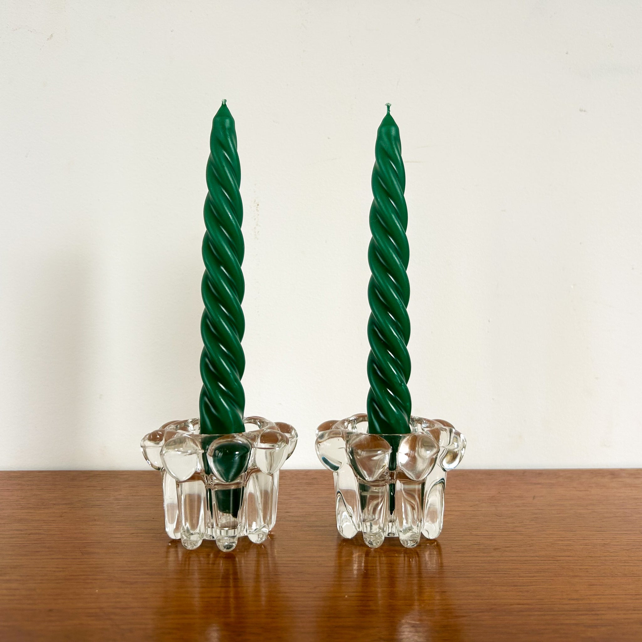 FRENCH GLASS CANDLE HOLDERS