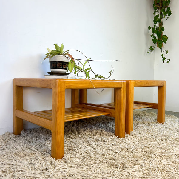 PINE & SMOKY GLASS COFFEE TABLES