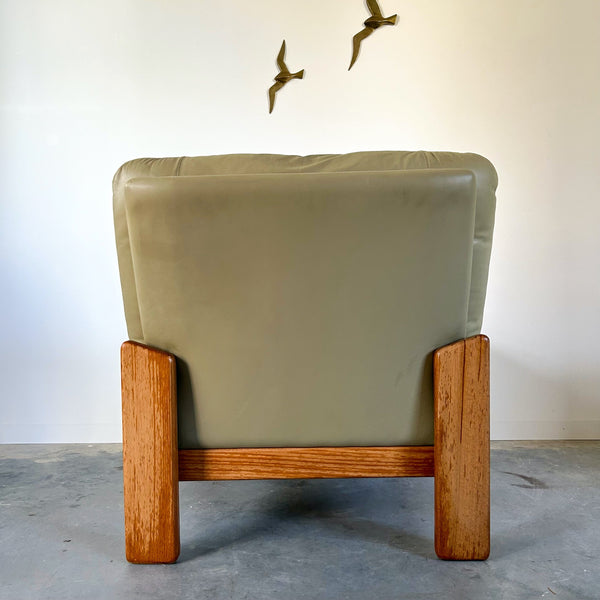 PARKER SAGE GREEN LEATHER ARMCHAIR