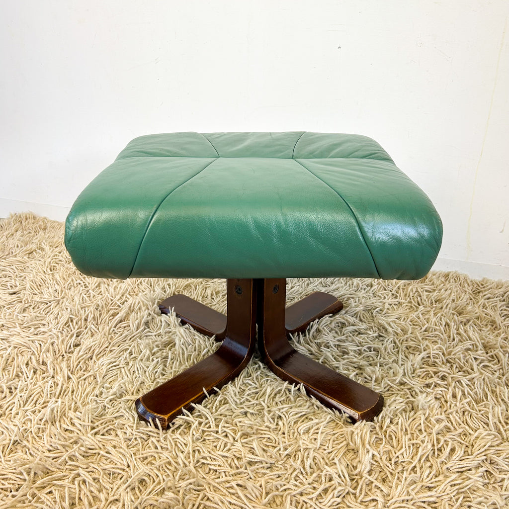 TEAL VINYL FOOTSTOOL - HEY JUDE WORKSHOP • Vintage furniture & objects Melbourne