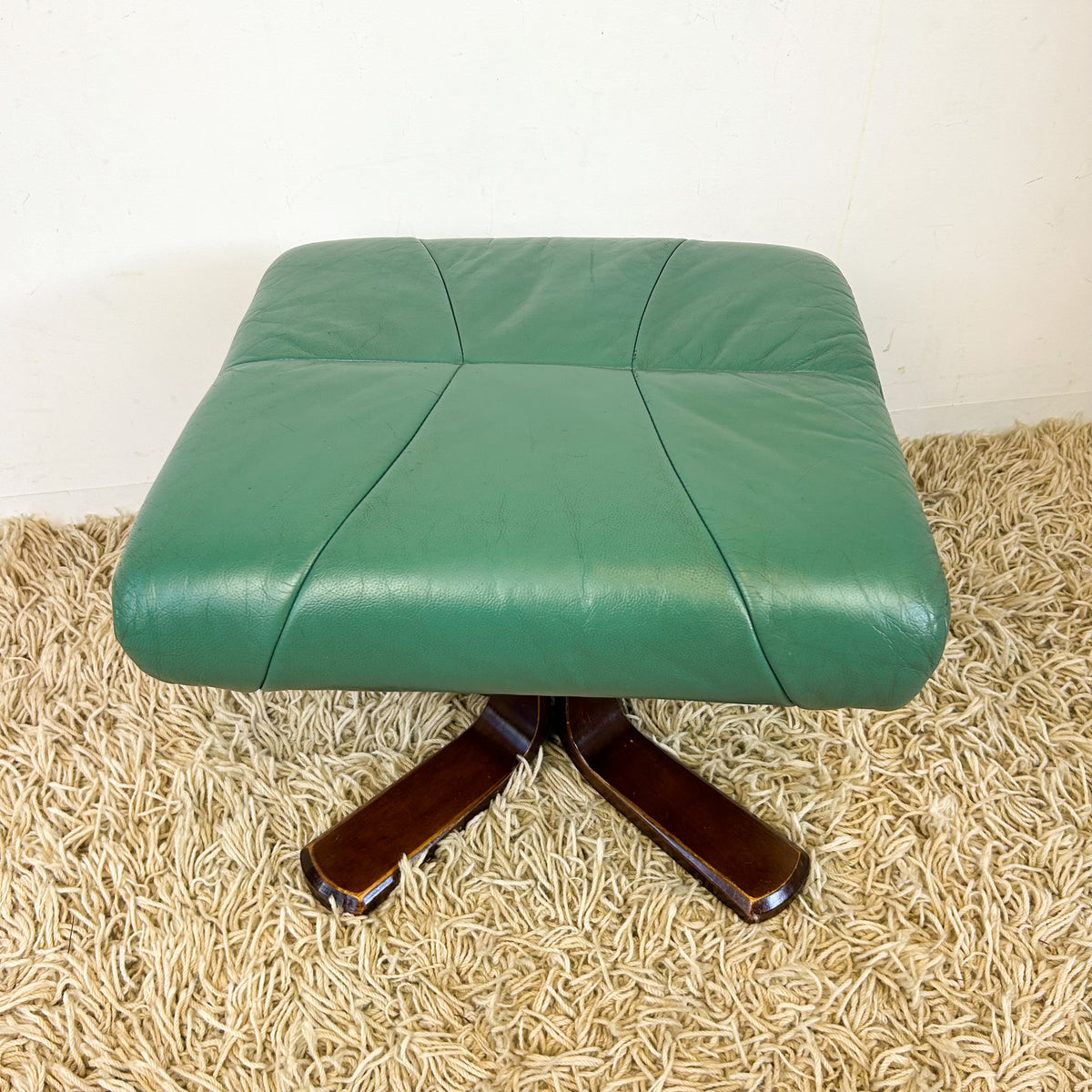 TEAL VINYL FOOTSTOOL - HEY JUDE WORKSHOP • Vintage furniture & objects Melbourne