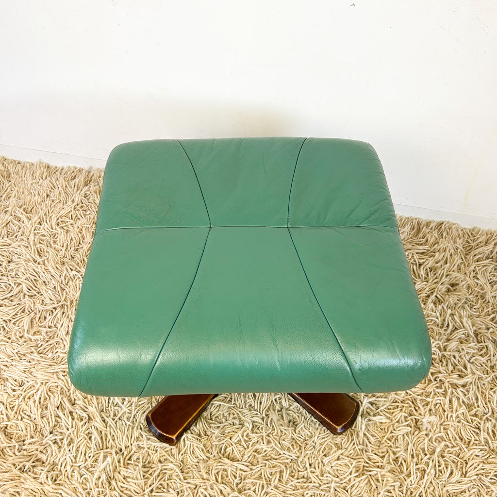 TEAL VINYL FOOTSTOOL - HEY JUDE WORKSHOP • Vintage furniture & objects Melbourne