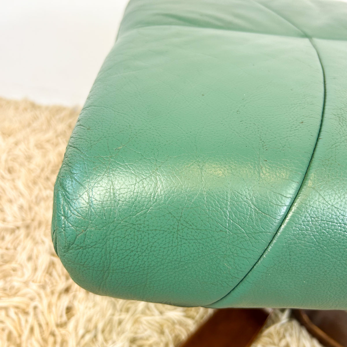TEAL VINYL FOOTSTOOL - HEY JUDE WORKSHOP • Vintage furniture & objects Melbourne