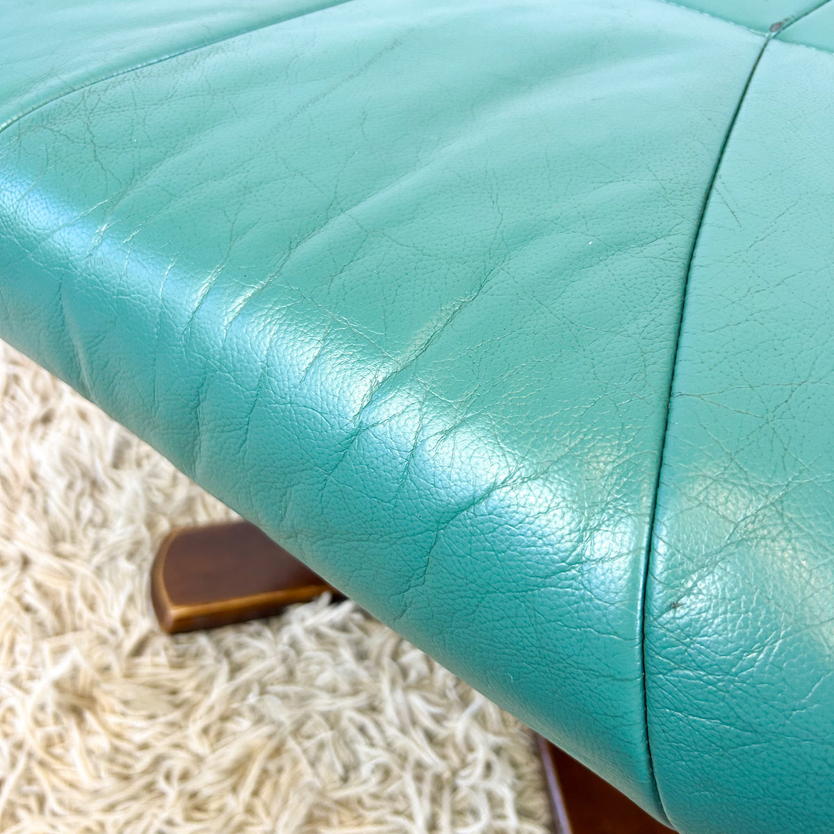 TEAL VINYL FOOTSTOOL - HEY JUDE WORKSHOP • Vintage furniture & objects Melbourne