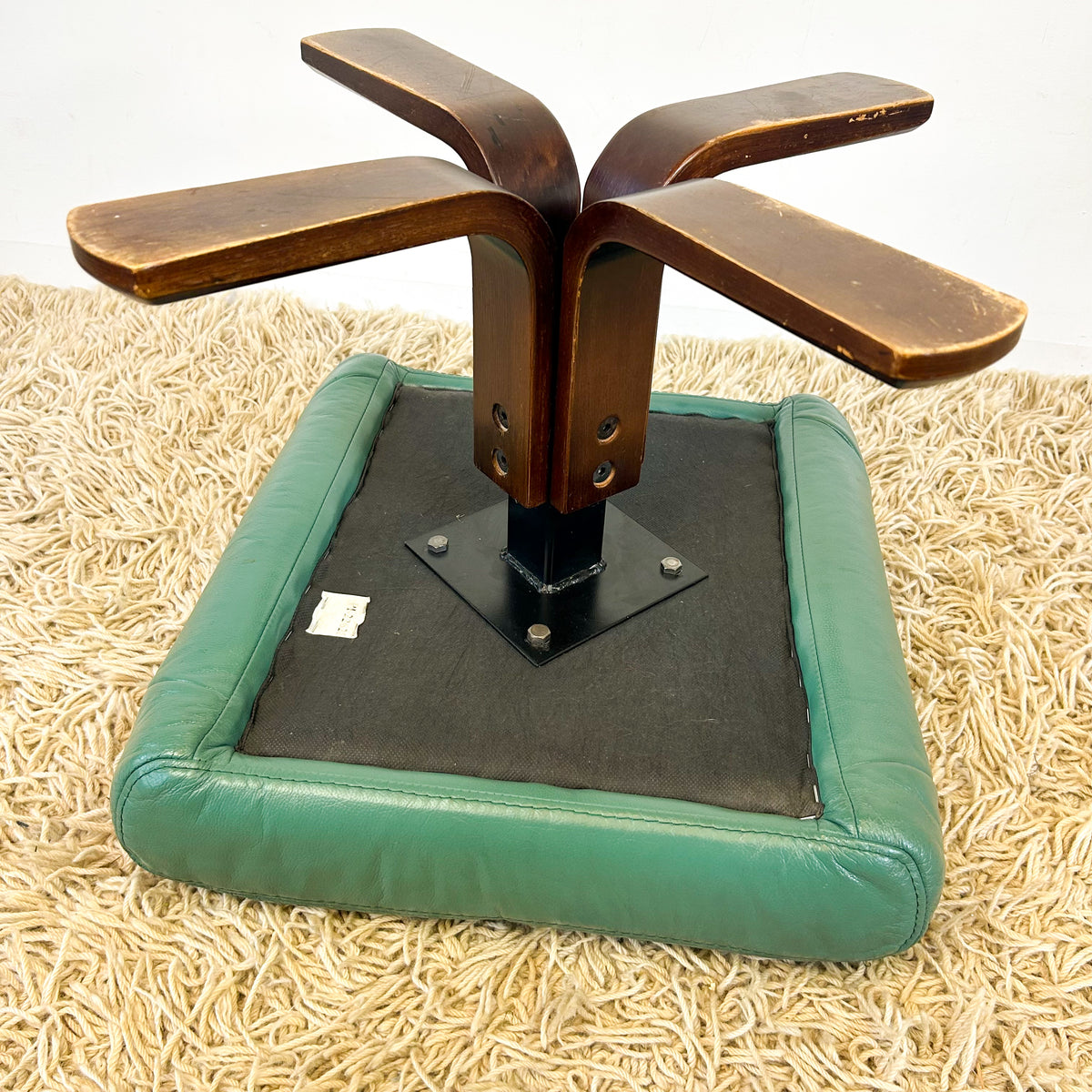 TEAL VINYL FOOTSTOOL - HEY JUDE WORKSHOP • Vintage furniture & objects Melbourne