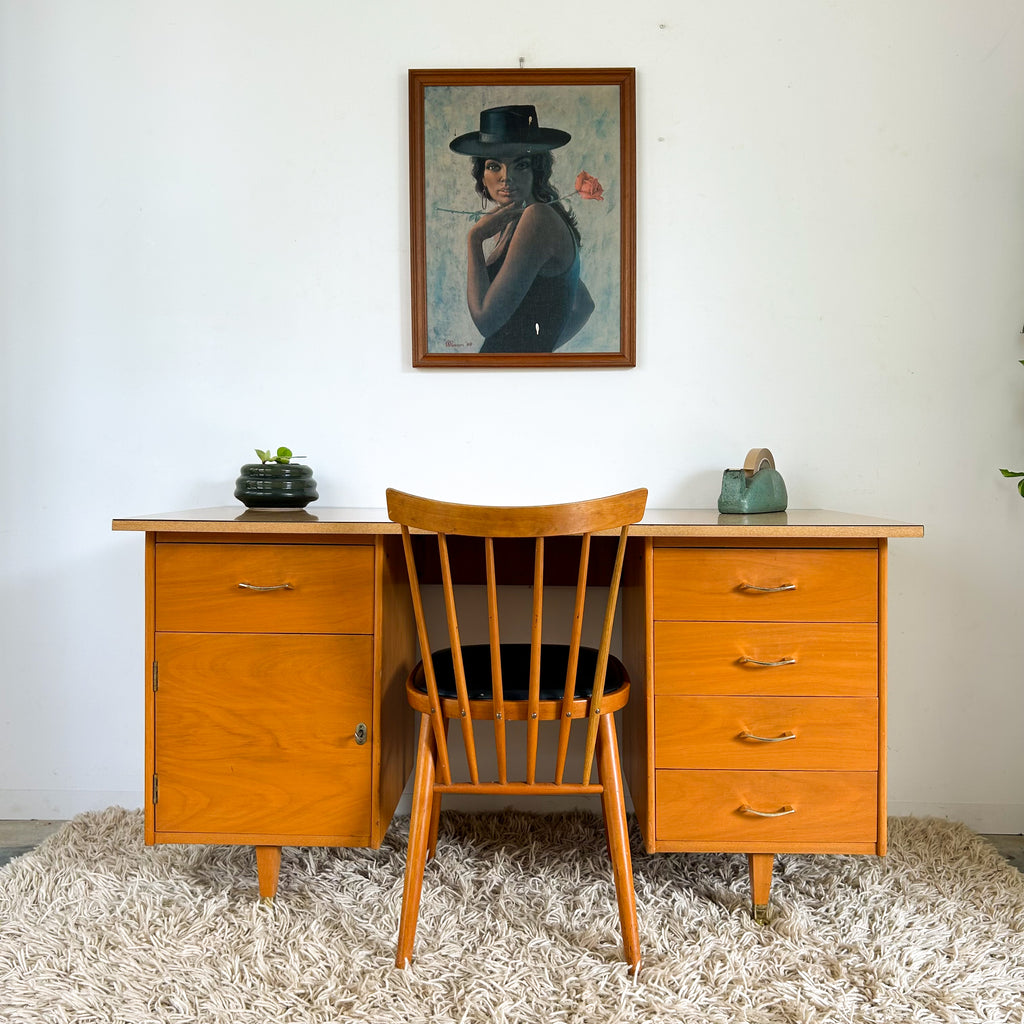 WOODEN DESK WITH LAMINATE TOP - HEY JUDE WORKSHOP • Vintage furniture & objects Melbourne