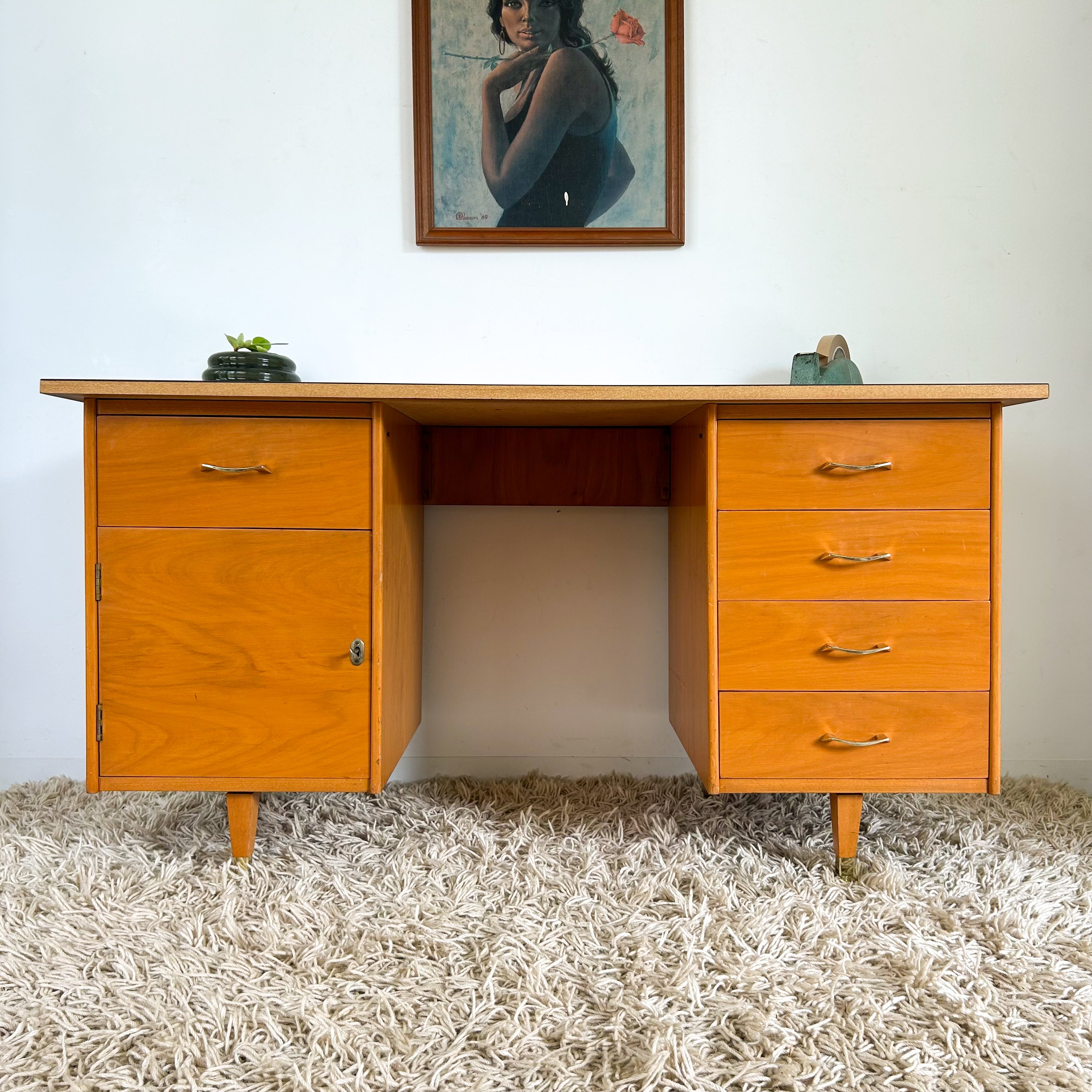 WOODEN DESK WITH LAMINATE TOP - HEY JUDE WORKSHOP • Vintage furniture & objects Melbourne