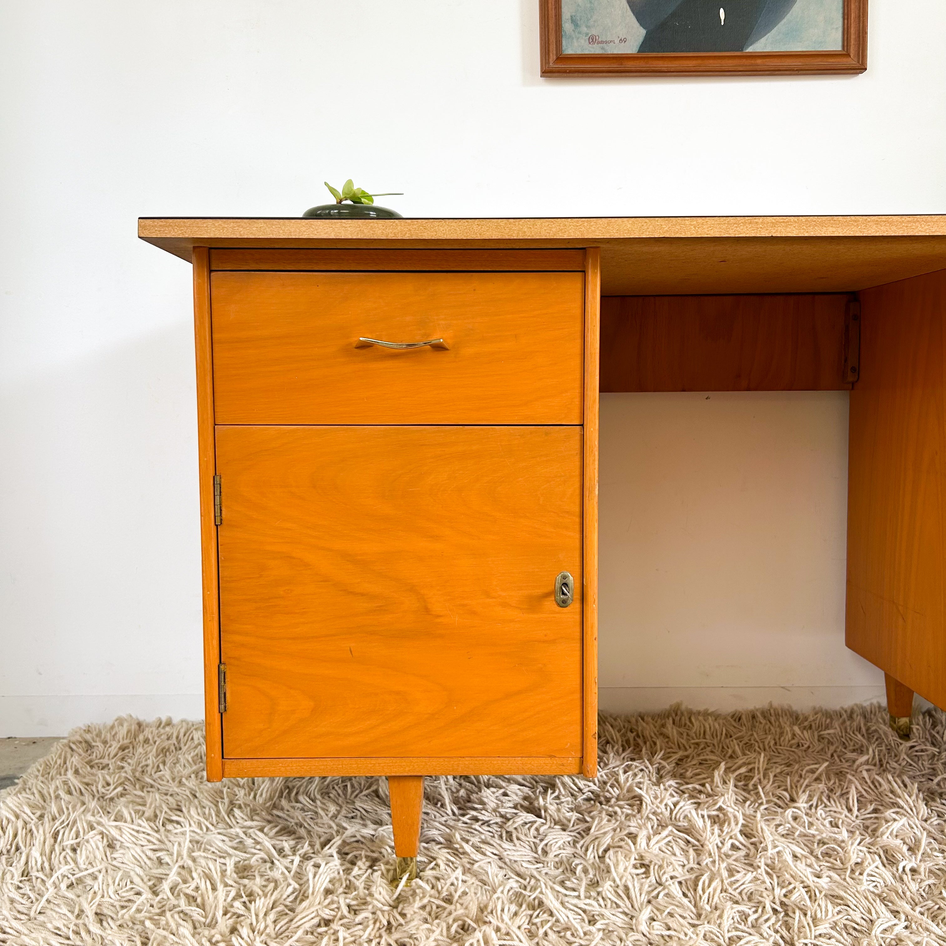 WOODEN DESK WITH LAMINATE TOP - HEY JUDE WORKSHOP • Vintage furniture & objects Melbourne