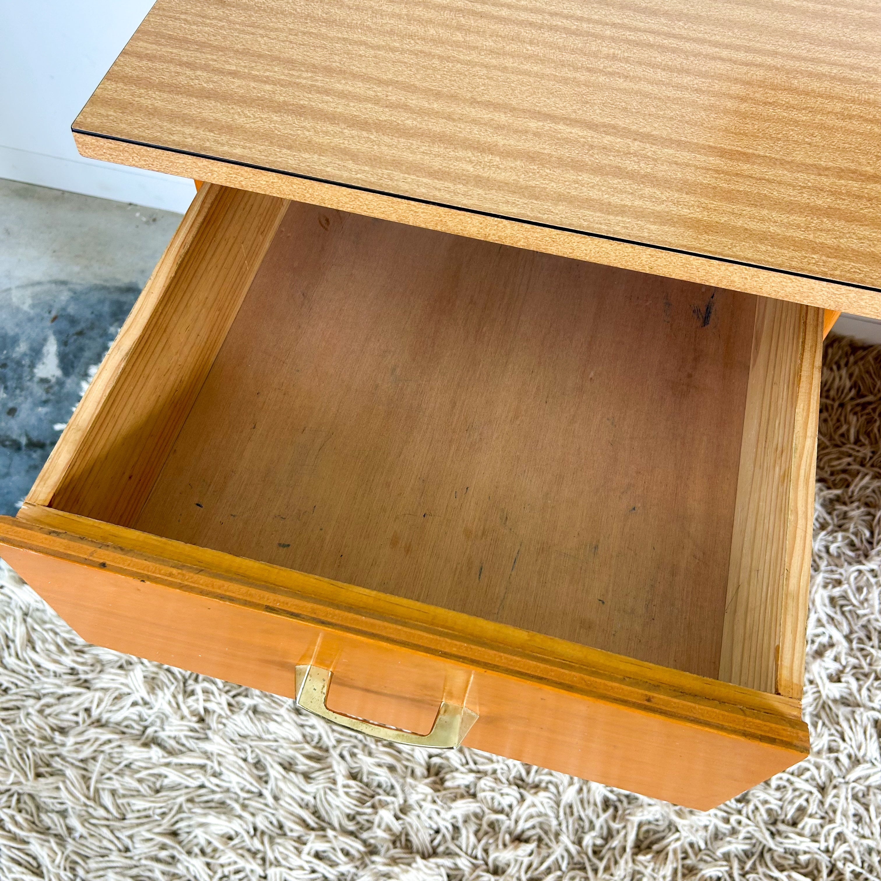 WOODEN DESK WITH LAMINATE TOP - HEY JUDE WORKSHOP • Vintage furniture & objects Melbourne