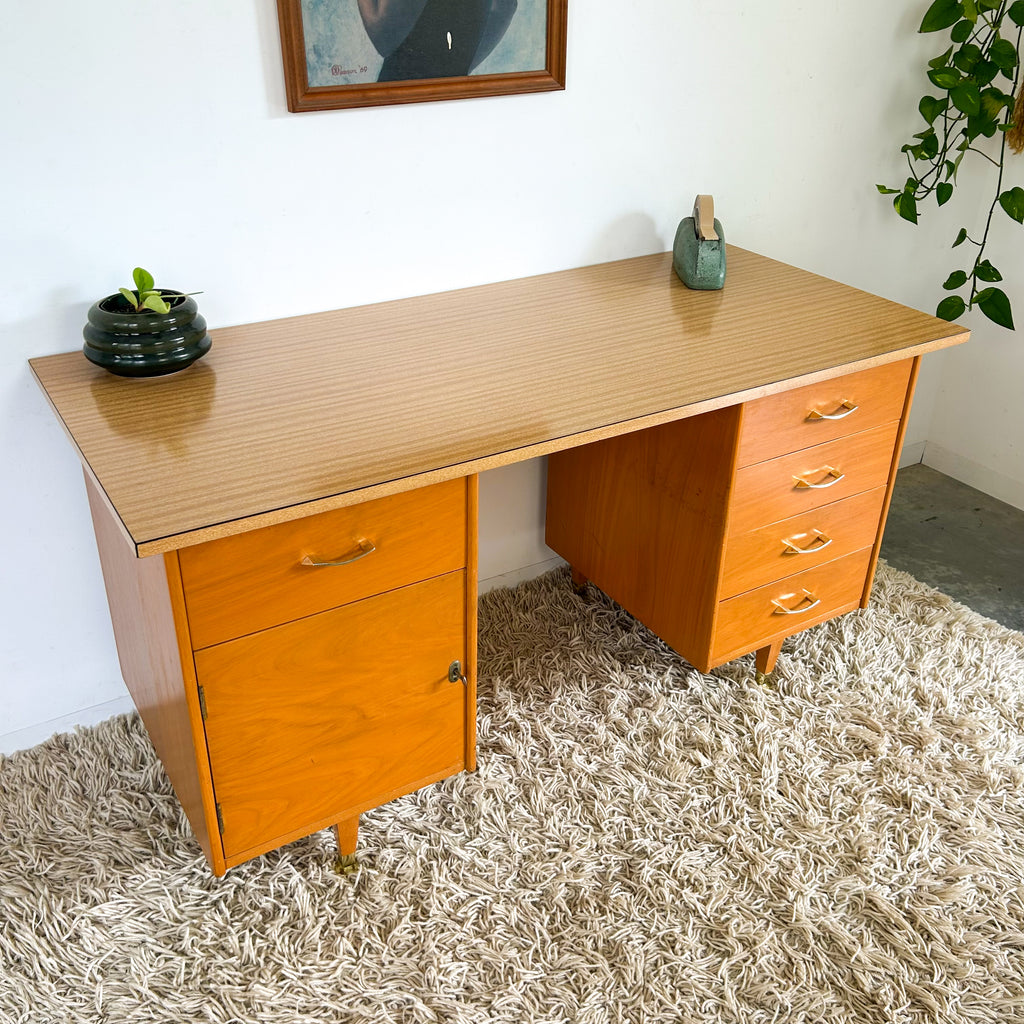 WOODEN DESK WITH LAMINATE TOP - HEY JUDE WORKSHOP • Vintage furniture & objects Melbourne