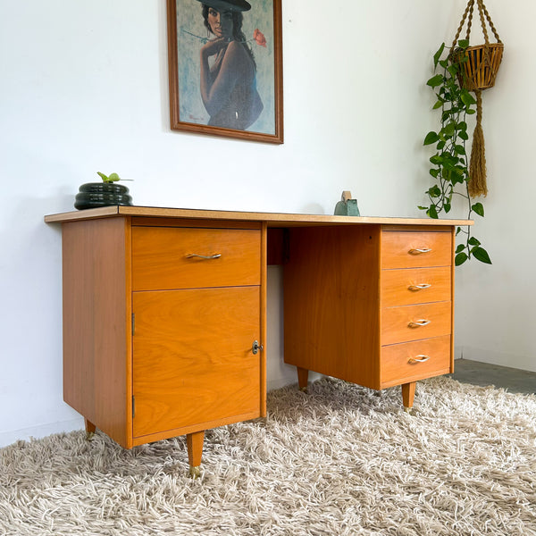 WOODEN DESK WITH LAMINATE TOP - HEY JUDE WORKSHOP • Vintage furniture & objects Melbourne