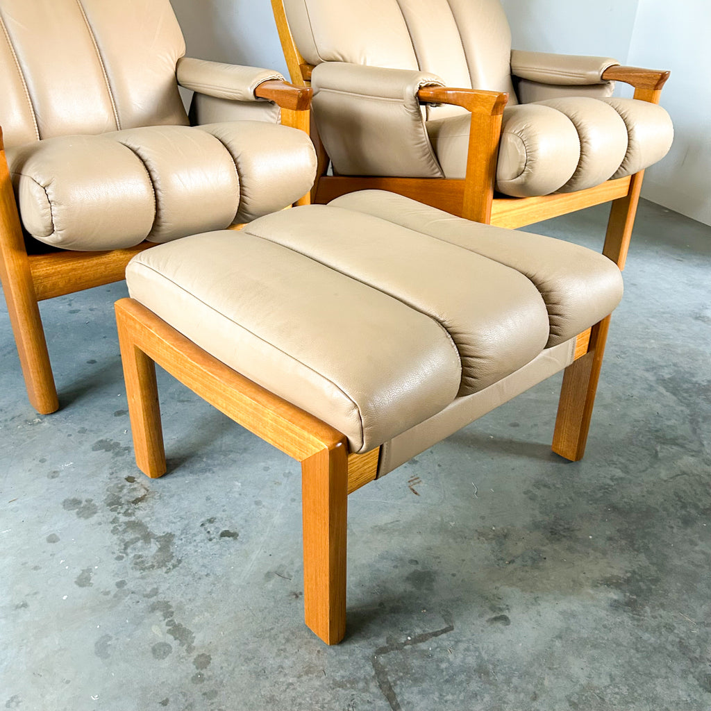 TESSA WELLINGTON LEATHER FOOTSTOOL - HEY JUDE WORKSHOP • Vintage furniture & objects Melbourne