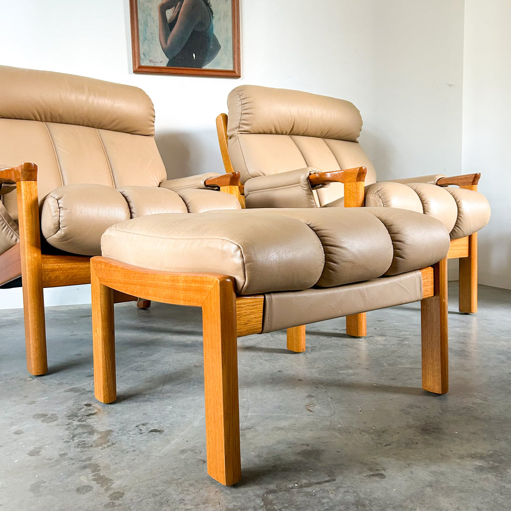 TESSA WELLINGTON LEATHER FOOTSTOOL - HEY JUDE WORKSHOP • Vintage furniture & objects Melbourne
