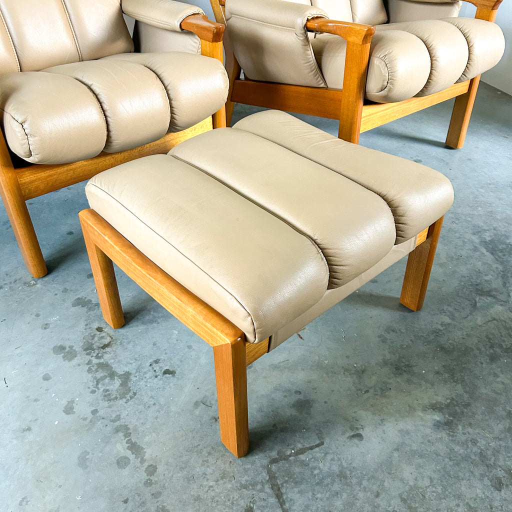 TESSA WELLINGTON LEATHER FOOTSTOOL - HEY JUDE WORKSHOP • Vintage furniture & objects Melbourne