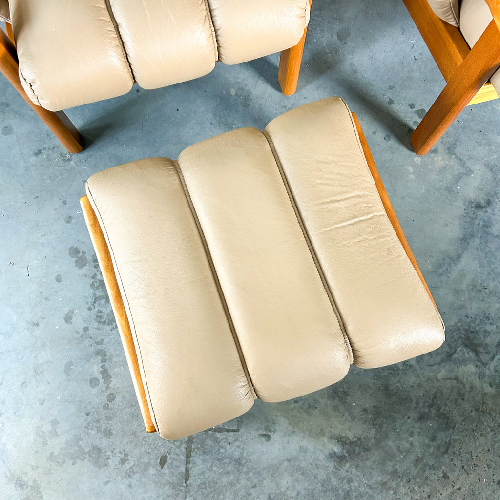 TESSA WELLINGTON LEATHER FOOTSTOOL - HEY JUDE WORKSHOP • Vintage furniture & objects Melbourne