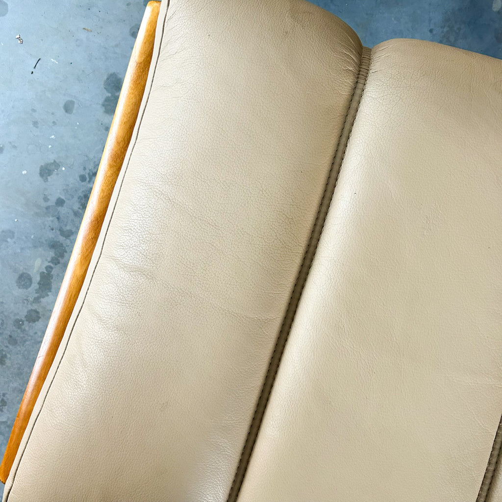 TESSA WELLINGTON LEATHER FOOTSTOOL - HEY JUDE WORKSHOP • Vintage furniture & objects Melbourne