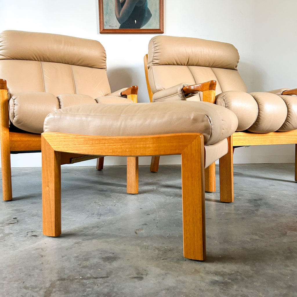 TESSA WELLINGTON LEATHER FOOTSTOOL - HEY JUDE WORKSHOP • Vintage furniture & objects Melbourne