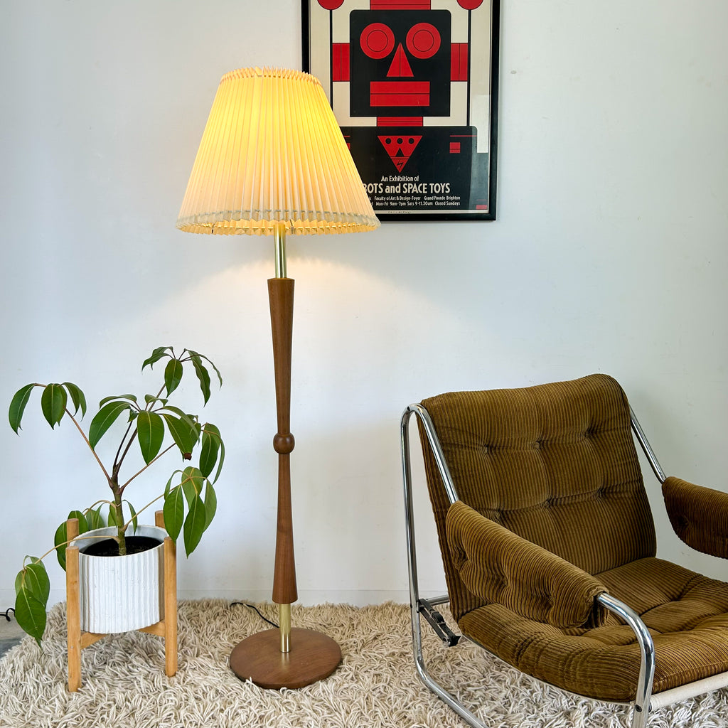 FLOOR LAMP WITH PLEATED SHADE - HEY JUDE WORKSHOP • Vintage furniture & objects Melbourne