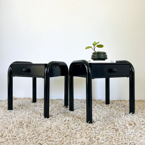 BLACK STEEL FRAME BEDSIDE TABLES