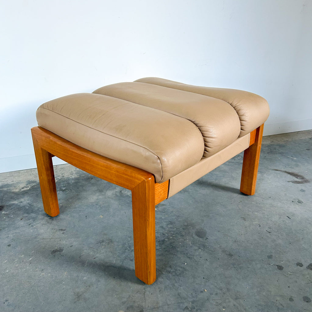 TESSA WELLINGTON LEATHER FOOTSTOOL - HEY JUDE WORKSHOP • Vintage furniture & objects Melbourne