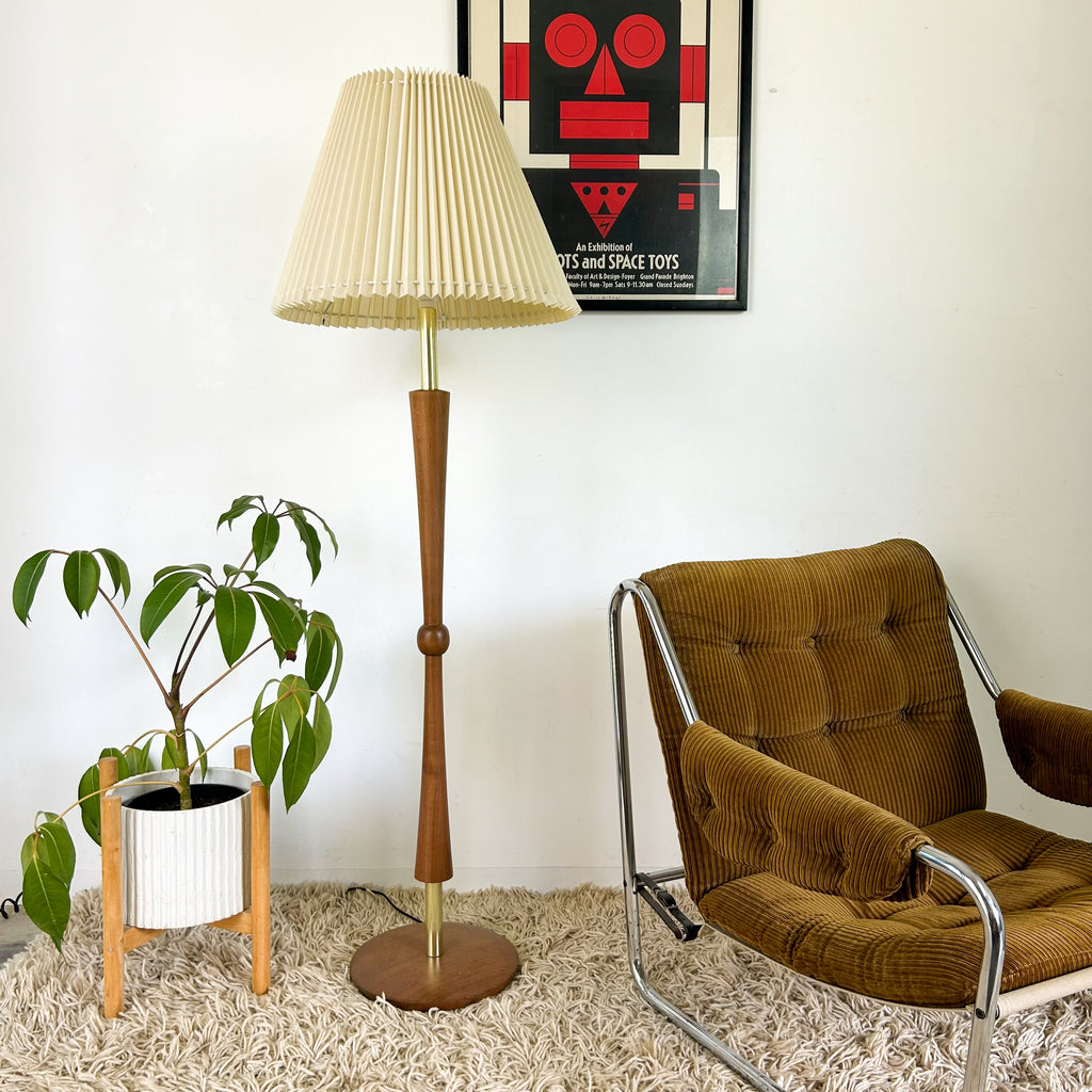 FLOOR LAMP WITH PLEATED SHADE - HEY JUDE WORKSHOP • Vintage furniture & objects Melbourne