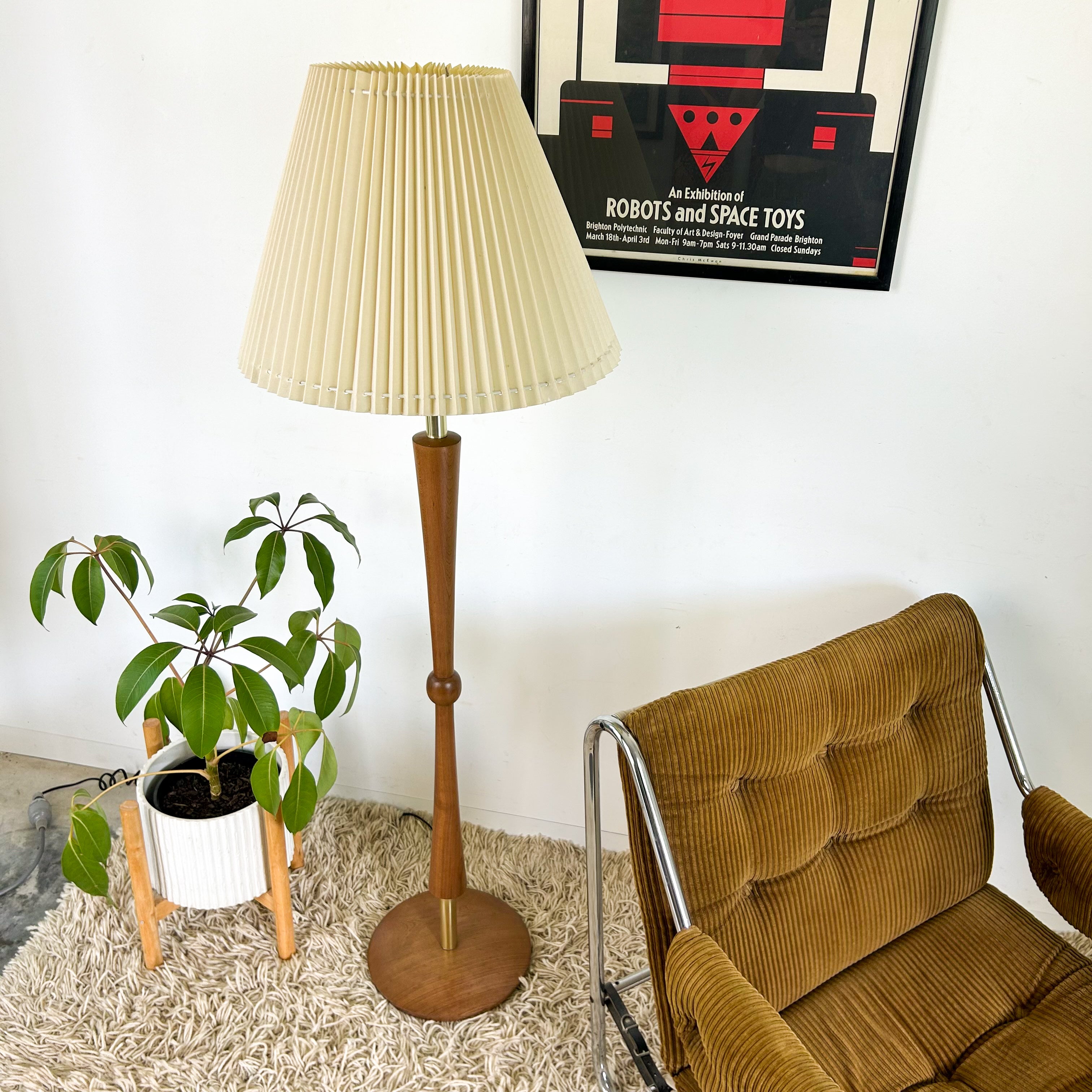 FLOOR LAMP WITH PLEATED SHADE - HEY JUDE WORKSHOP • Vintage furniture & objects Melbourne