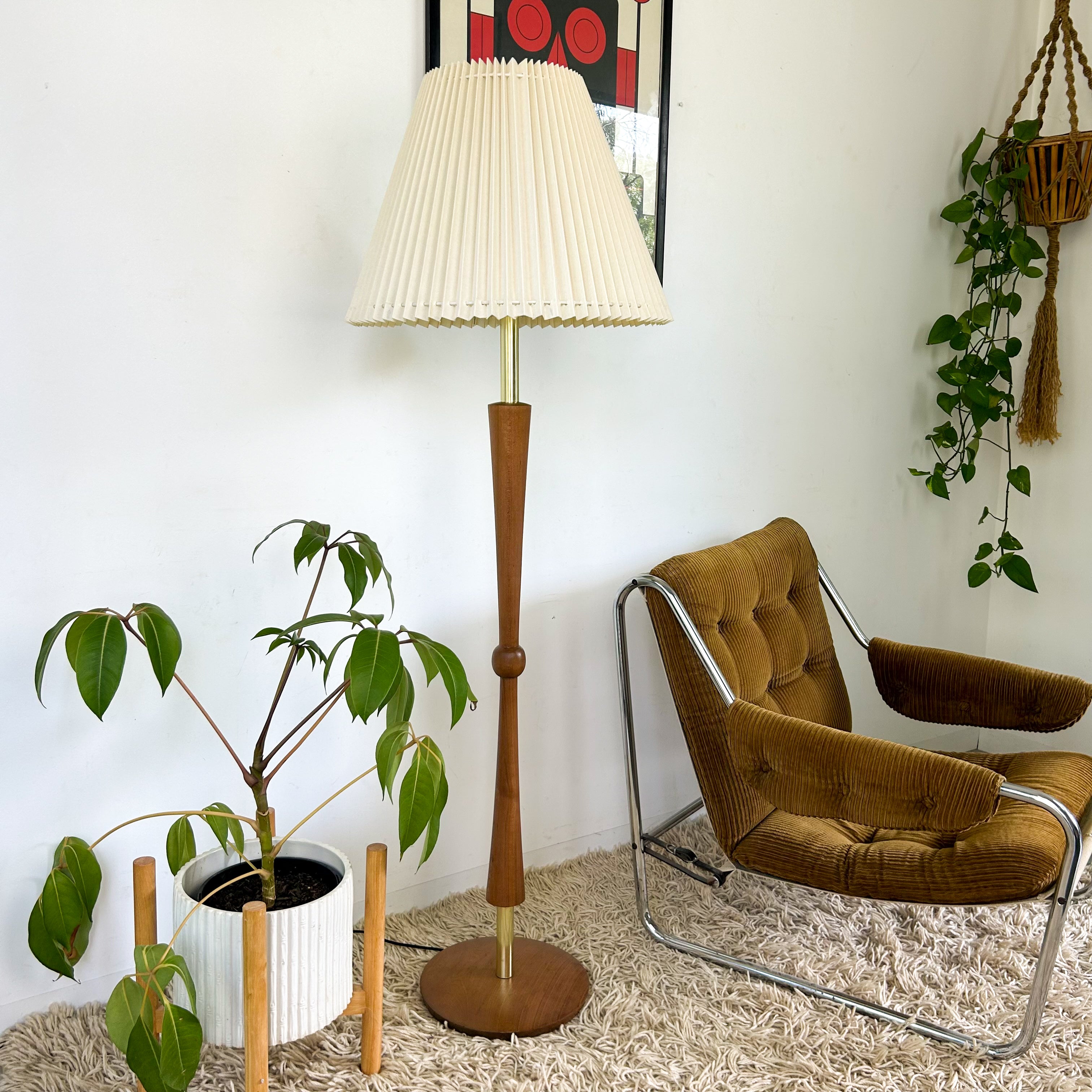 FLOOR LAMP WITH PLEATED SHADE - HEY JUDE WORKSHOP • Vintage furniture & objects Melbourne