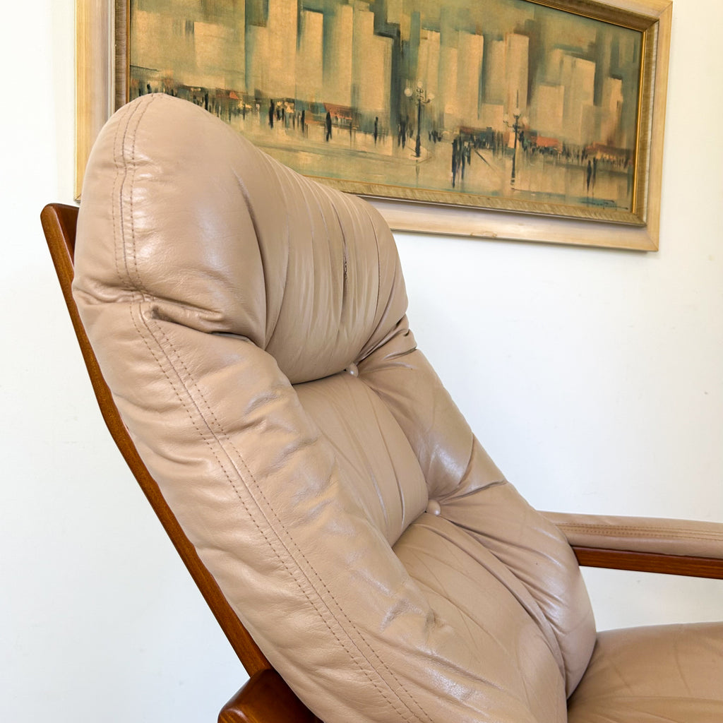 BEIGE LEATHER CANTILEVER ARMCHAIR #1