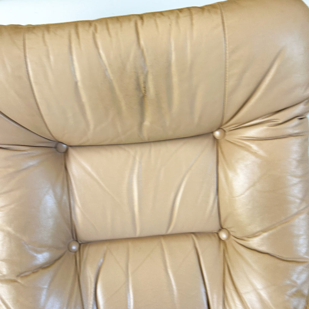 BEIGE LEATHER CANTILEVER ARMCHAIR #1