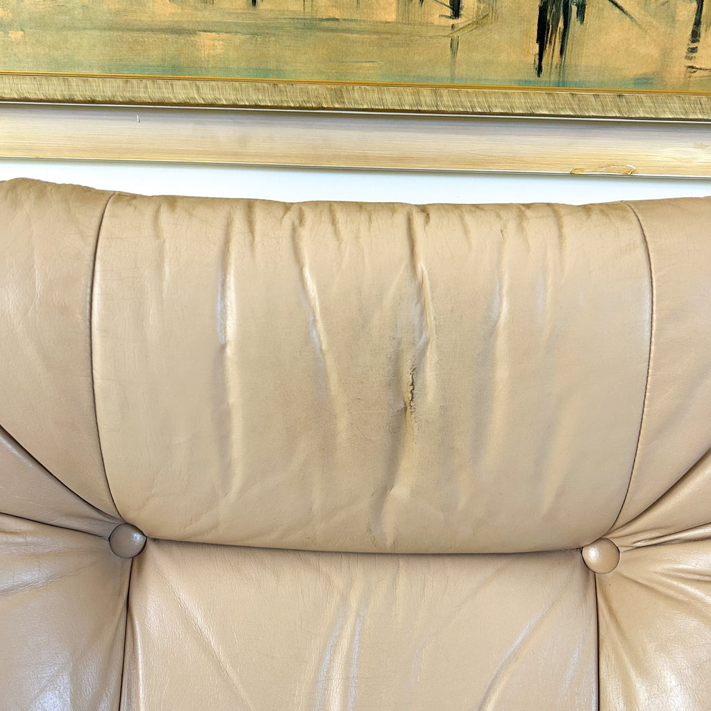 BEIGE LEATHER CANTILEVER ARMCHAIR #1