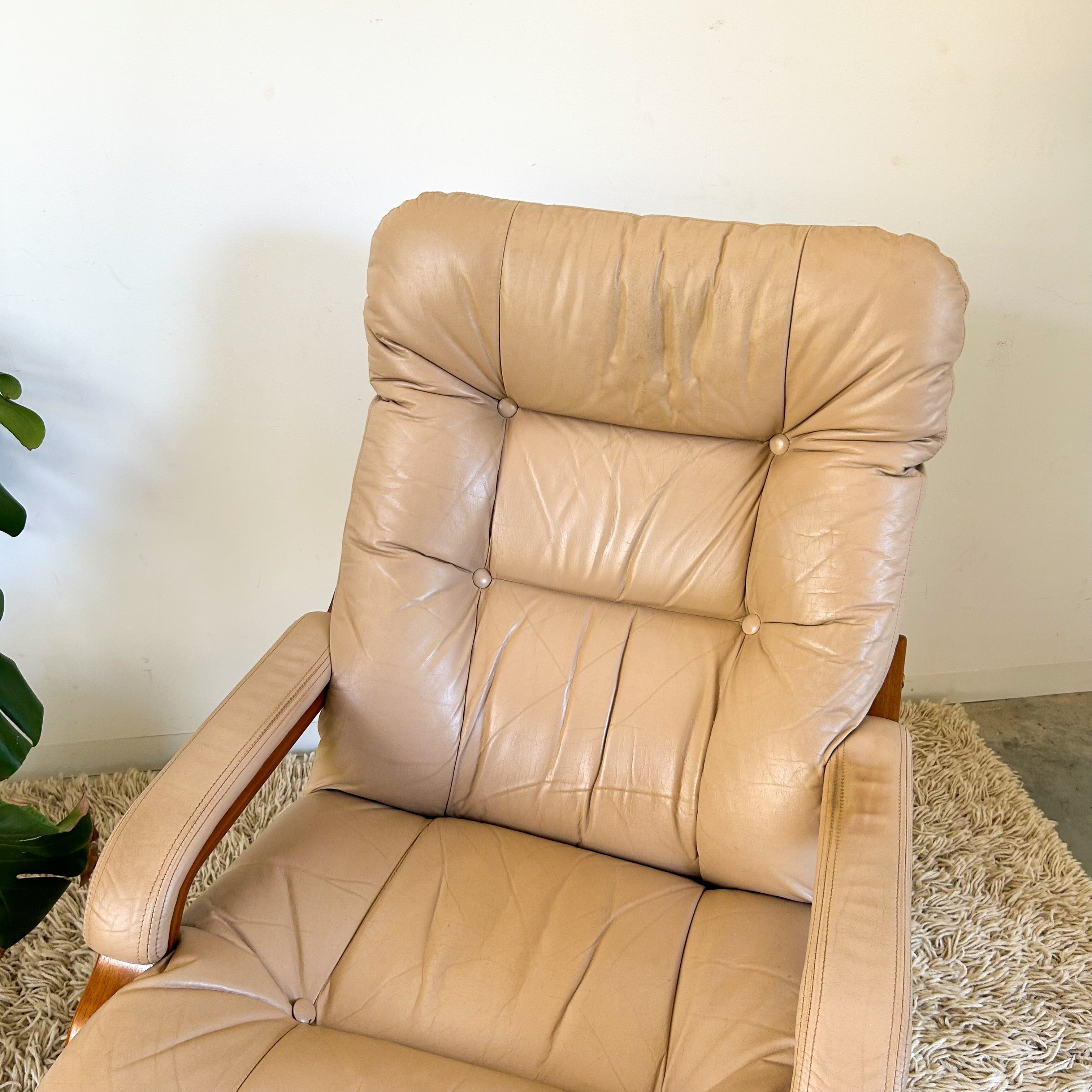 BEIGE LEATHER CANTILEVER ARMCHAIR #2