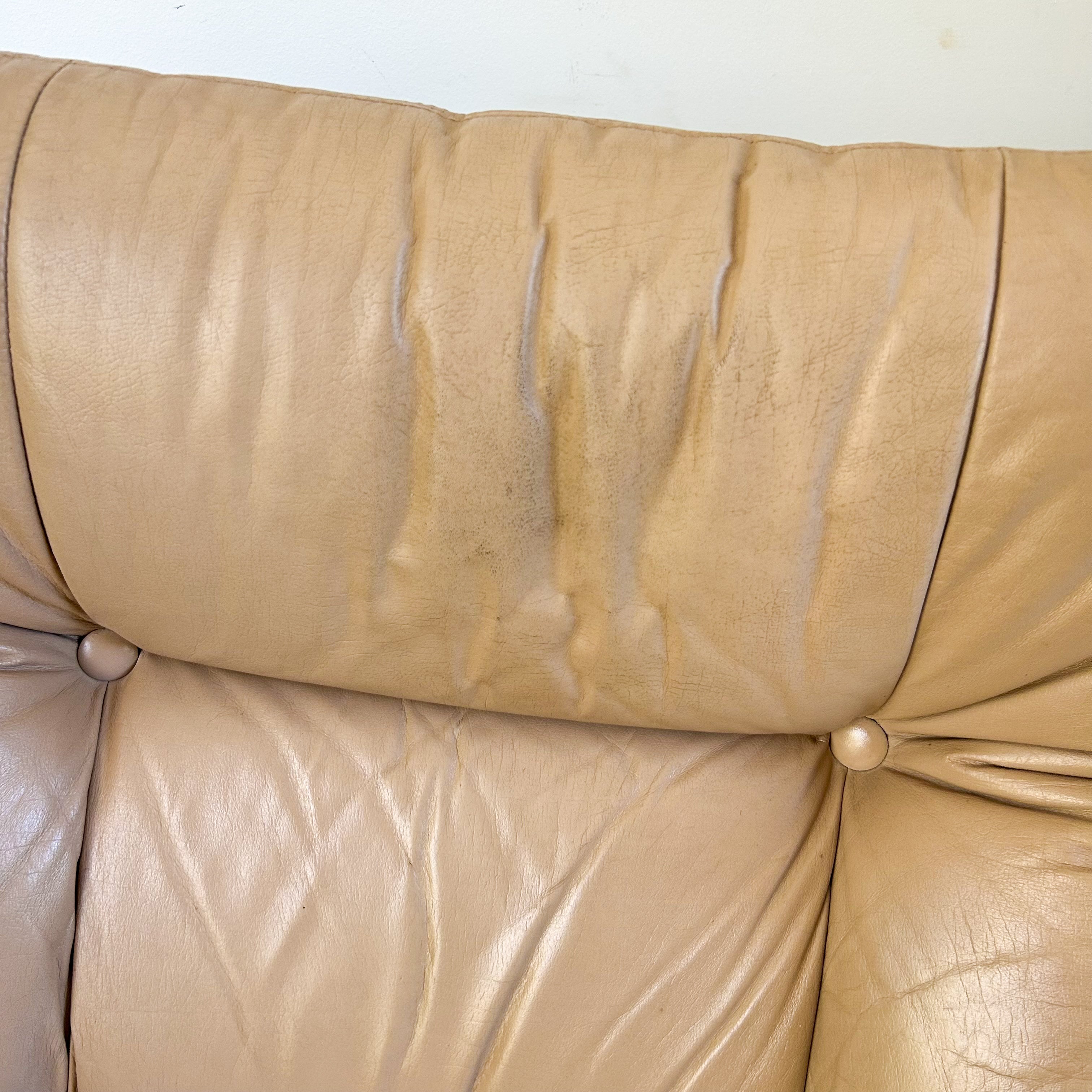 BEIGE LEATHER CANTILEVER ARMCHAIR #2