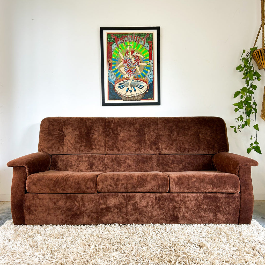 CHOCOLATE BROWN TEDDY SOFA - HEY JUDE WORKSHOP • Vintage furniture & objects Melbourne