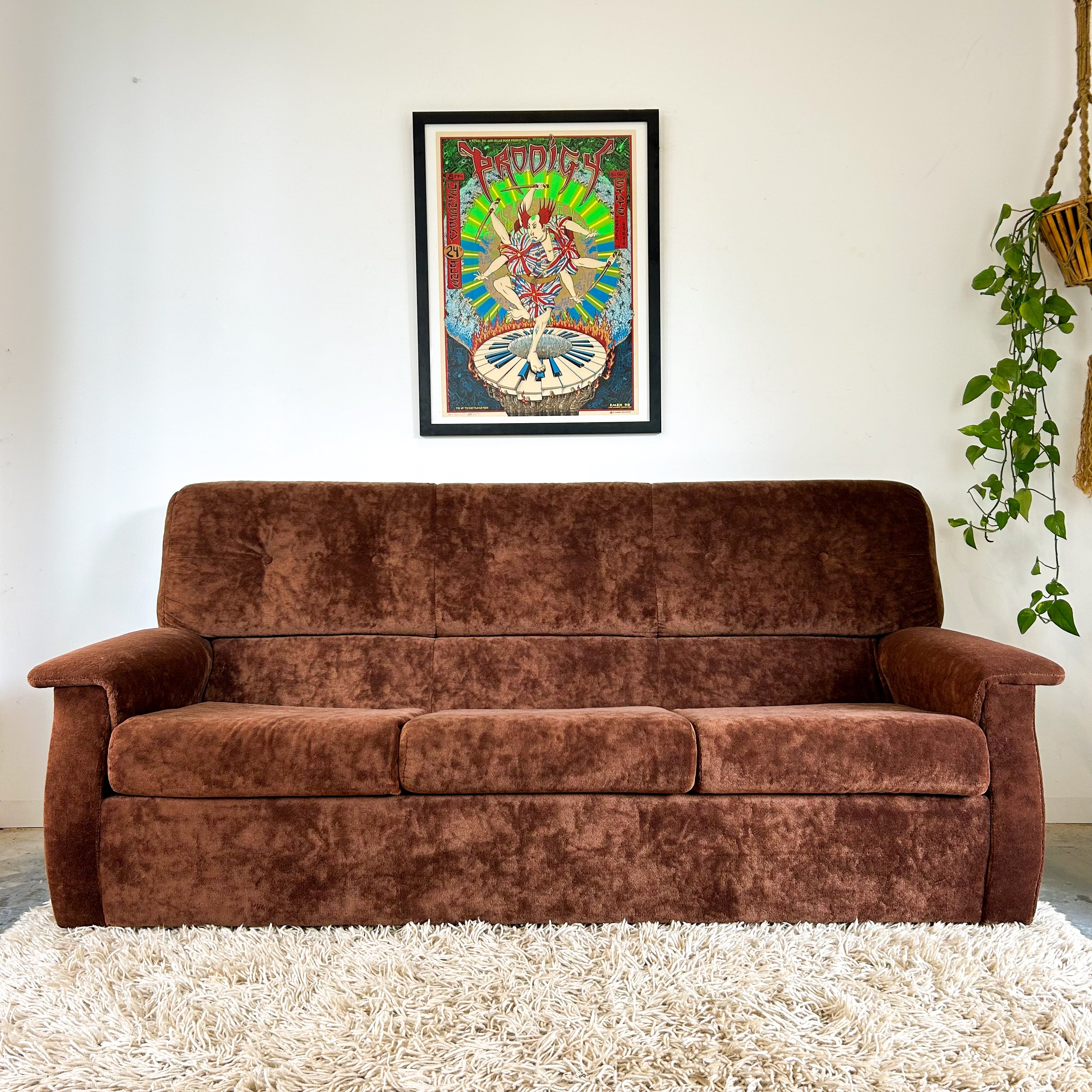 CHOCOLATE BROWN TEDDY SOFA - HEY JUDE WORKSHOP • Vintage furniture & objects Melbourne
