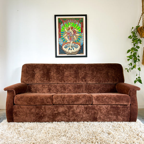 CHOCOLATE BROWN TEDDY SOFA - HEY JUDE WORKSHOP • Vintage furniture & objects Melbourne